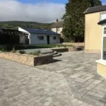 Landscaping with grey slabs