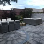 garden chairs on large concrete design